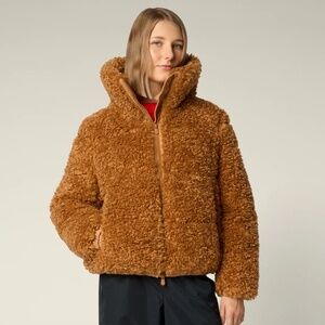 Save the Duck KENNIE FAUX FUR JACKET IN TOFFEE BROWN sz M NWT